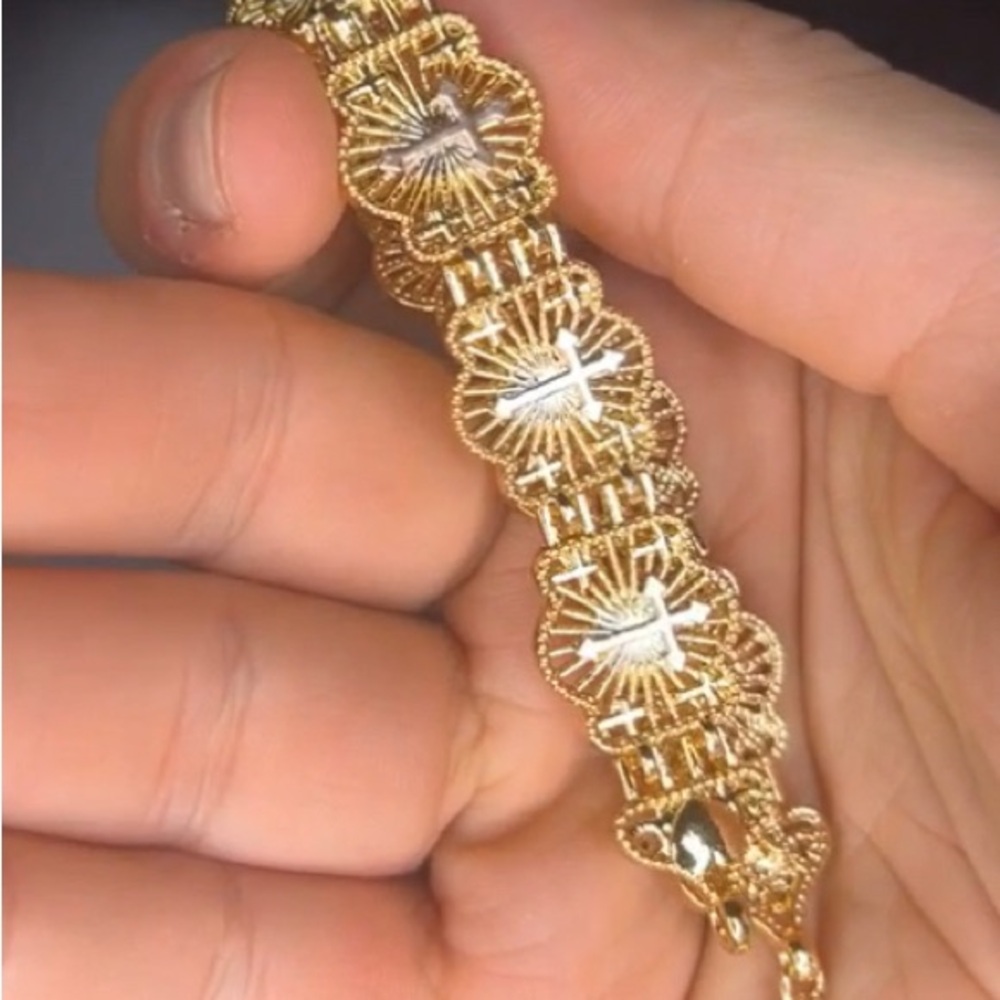 18k Gold Filled Filigree Link Bracelet - Elegant Women's Jewelry